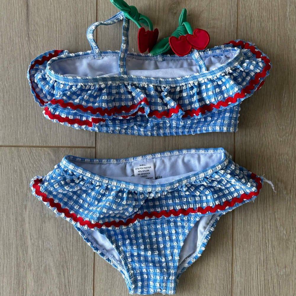 Girls red white and blue swim set